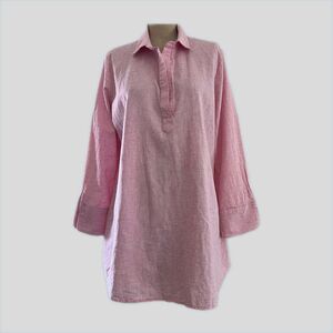 Vineyard Vines Red White Cotton Linen Striped Preppy Collared Classic Shirt M